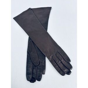 Vintage Brown Franklin Simon Real Kid Leather Driving Gloves France Size 6 Silk